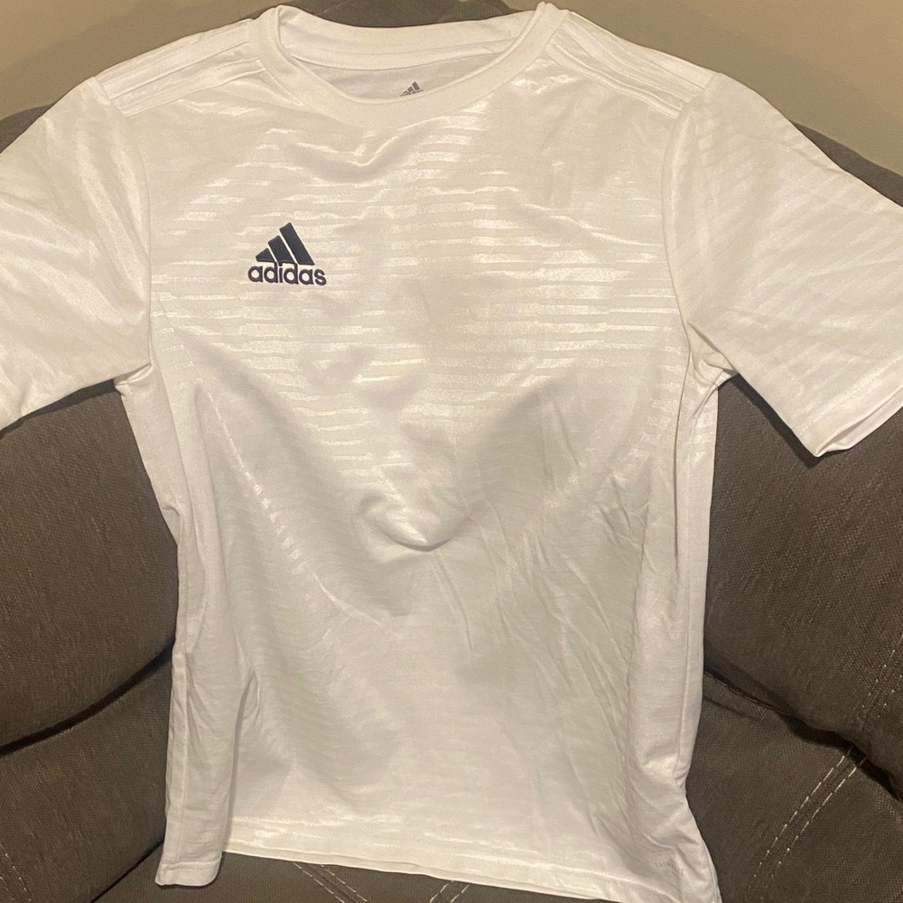 Adidas White Tee with Navy Logo